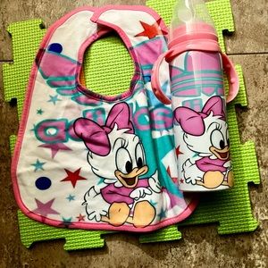 Baby Daisy Duck/Adidas thermos bottle with bib